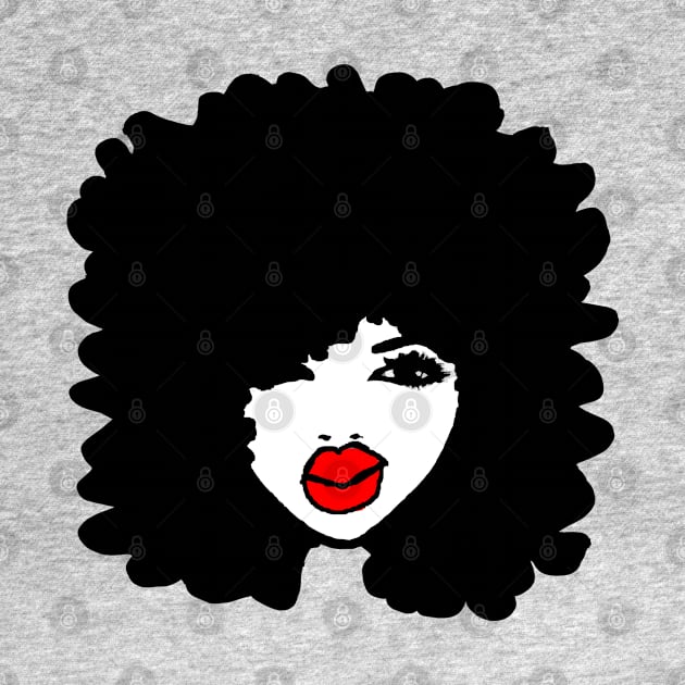Short Curly Afro Hairstyle Red Lips Big Afro T-shirt by EllenDaisyShop